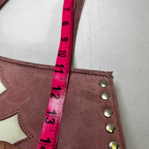 Western Studded Pink Suede Genuine Leather Shoulder Bag - Picture 11 of 13